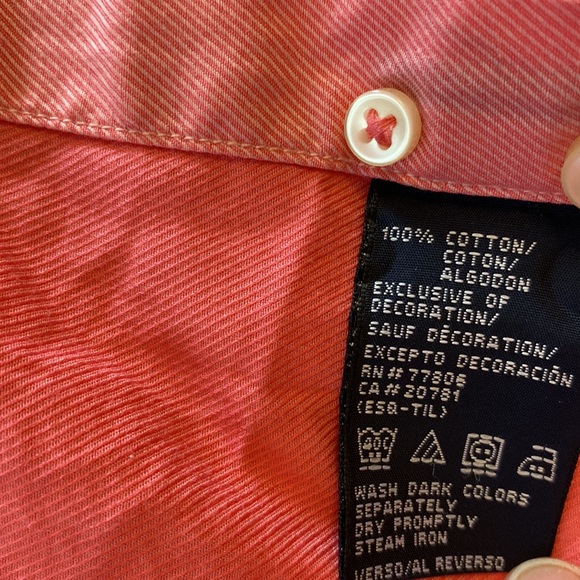 Tommy Hilfiger Y2K salmon pink button down shirt lion crest logo - Picture 6 of 9